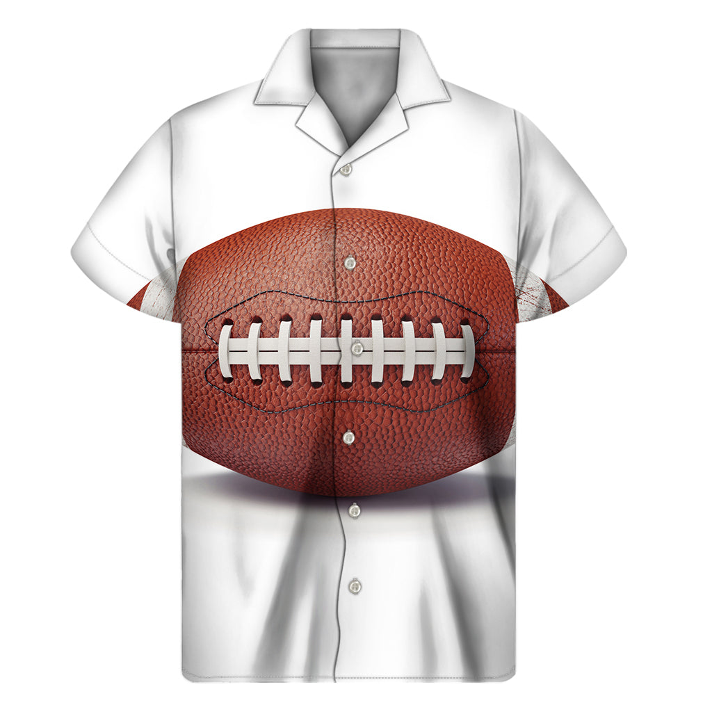 Island Vibes: Hawaiian Short Sleeve Shirt with American Football Ball Print - 1