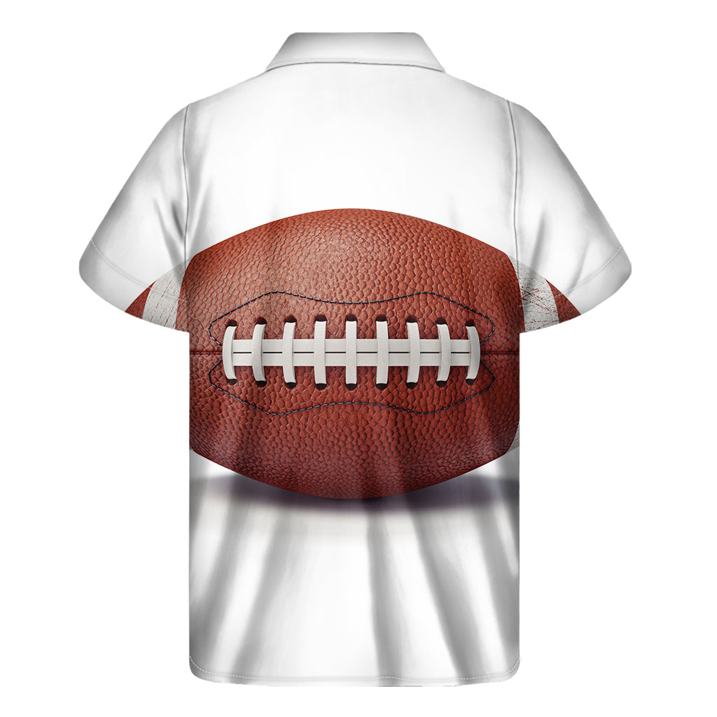 Island Vibes: Hawaiian Short Sleeve Shirt with American Football Ball Print - 2