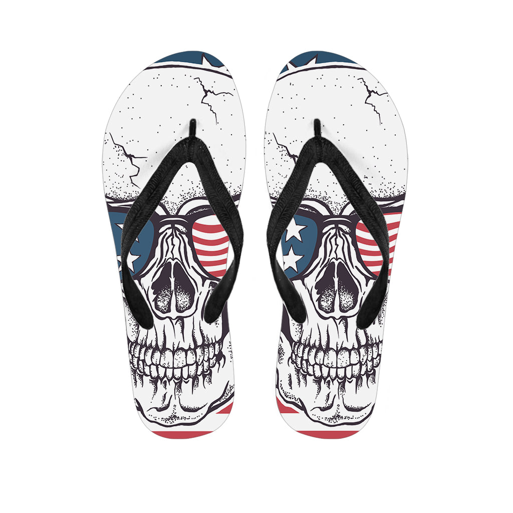 American Skull with Sunglasses Hawaiian Flip Flops - 1