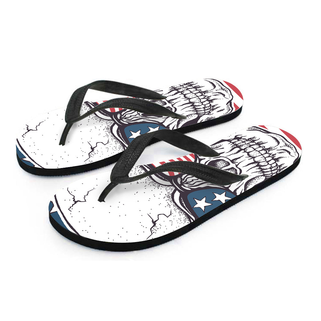 American Skull with Sunglasses Hawaiian Flip Flops - 2