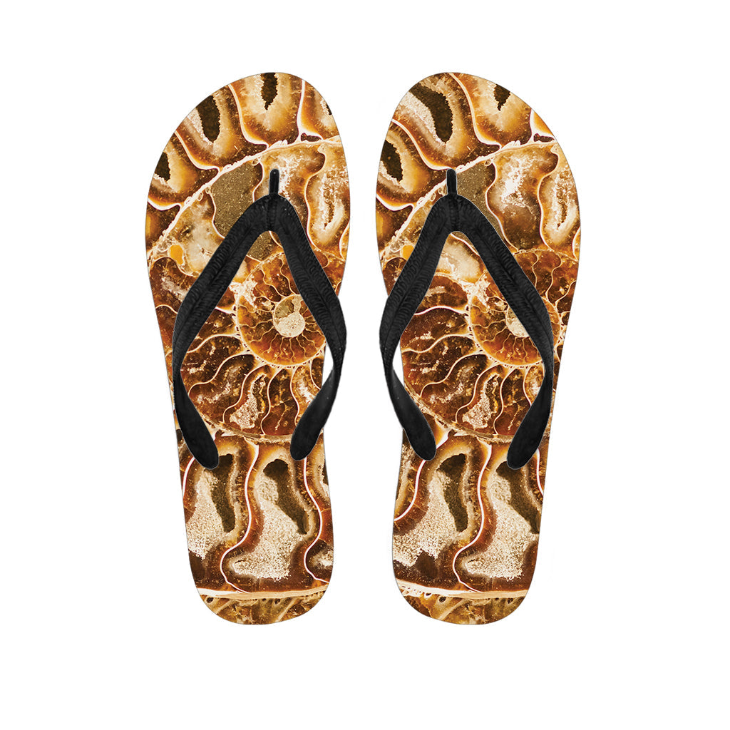 Ammonite Fossil Print Hawaiian Flip Flops: Step into Island Style - 1