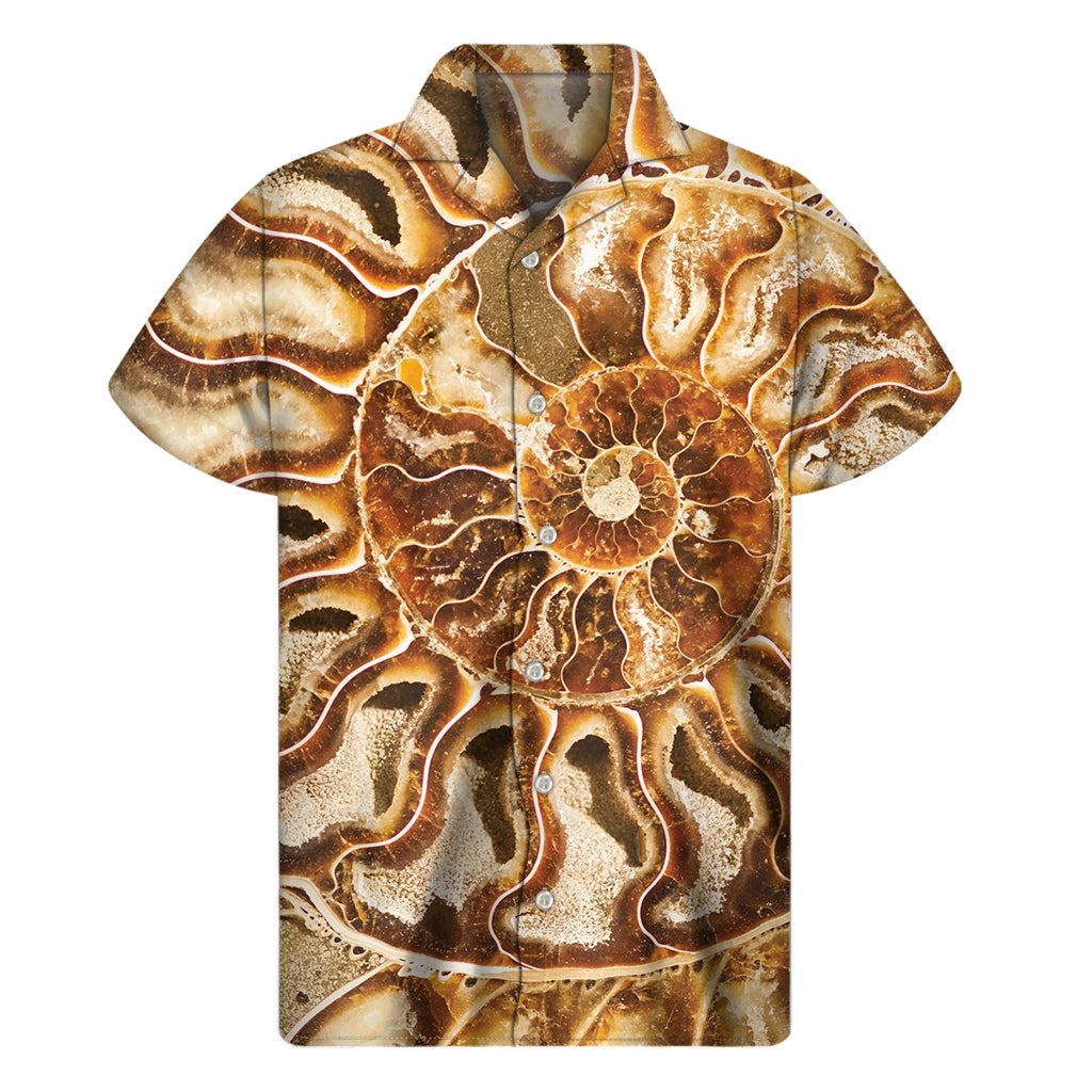 Ammonite Fossil Hawaiian Vibes Short Sleeve Shirt - 1