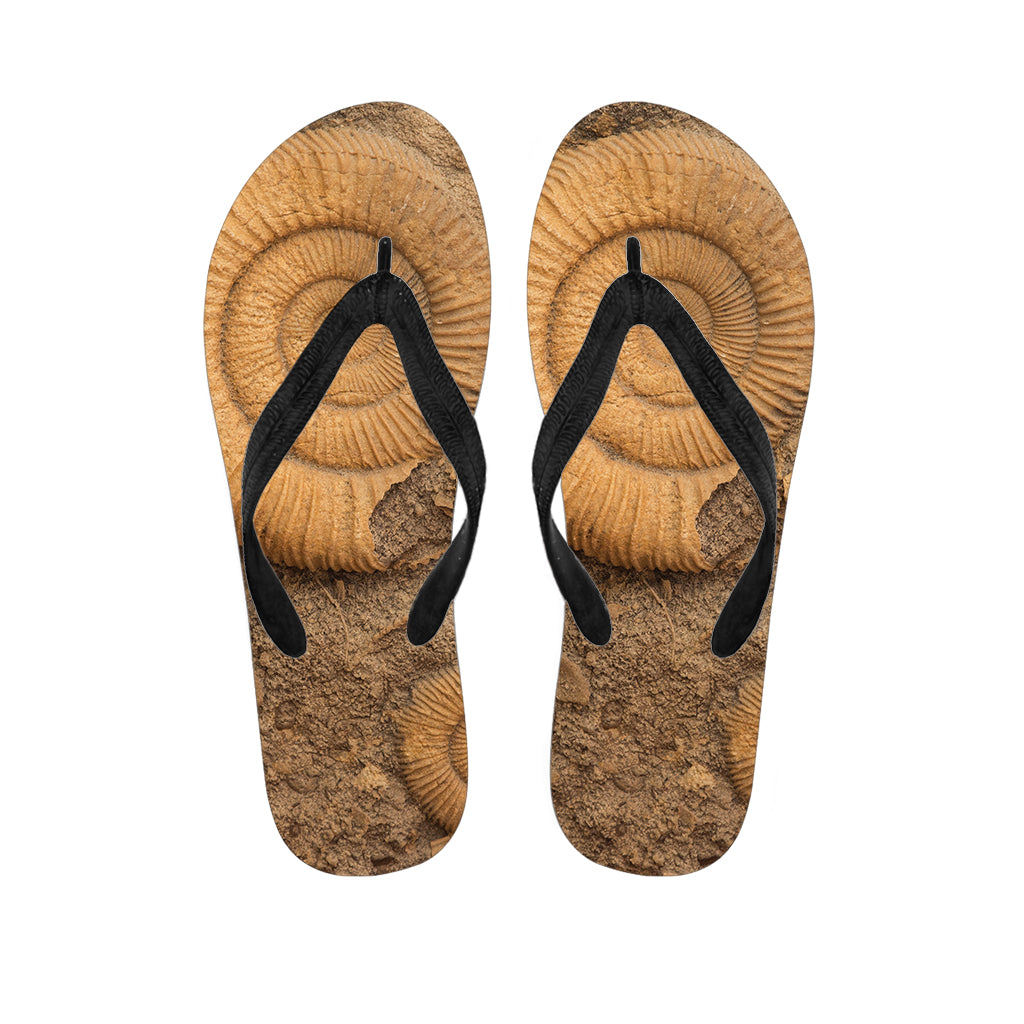 Ammonite Shell Fossil Print Hawaiian Flip Flops: Complete Your Island Look! - 1