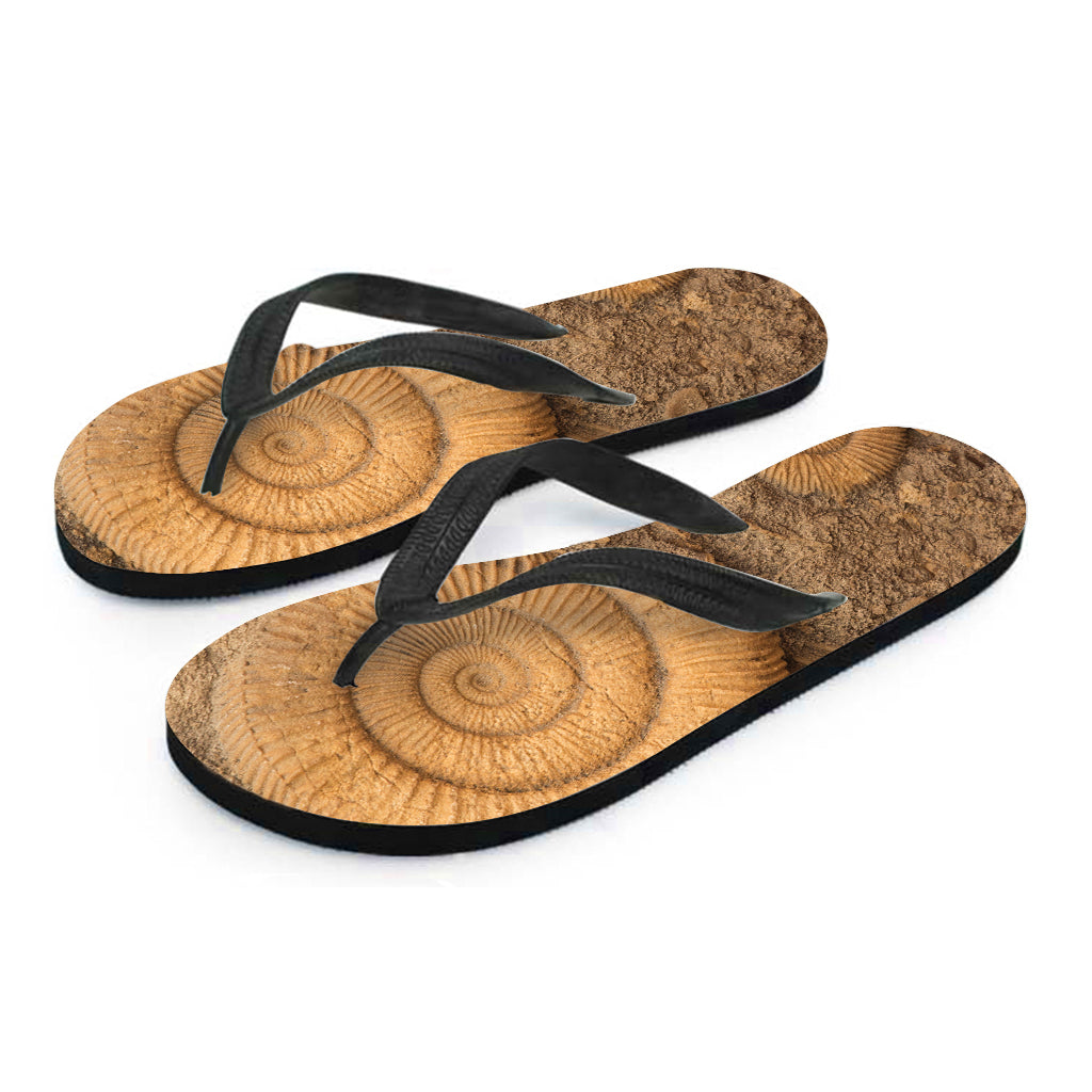 Ammonite Shell Fossil Print Hawaiian Flip Flops: Complete Your Island Look! - 1