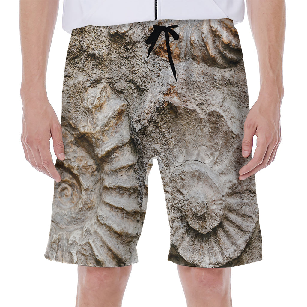 Ammonoidea Fossil Print Hawaiian Men's Beach Shorts - 1