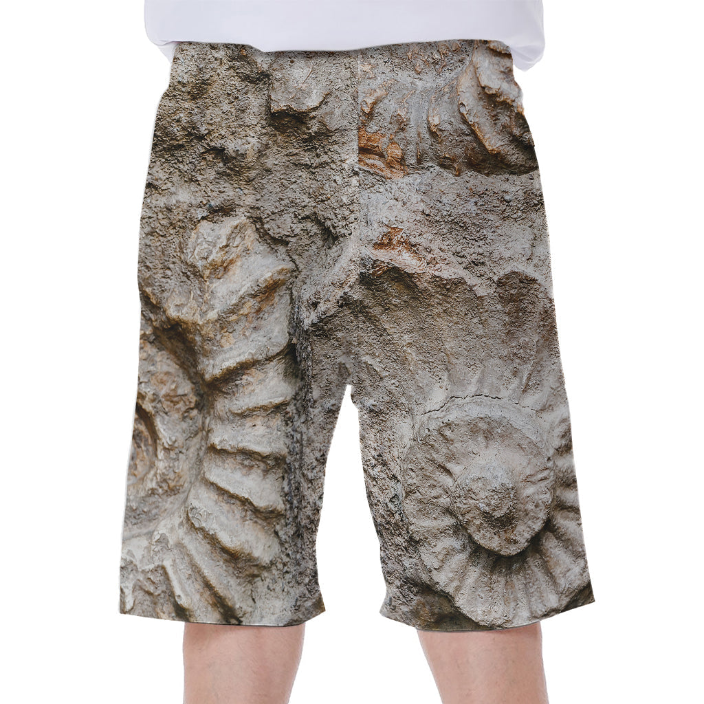 Ammonoidea Fossil Print Hawaiian Men's Beach Shorts - 1