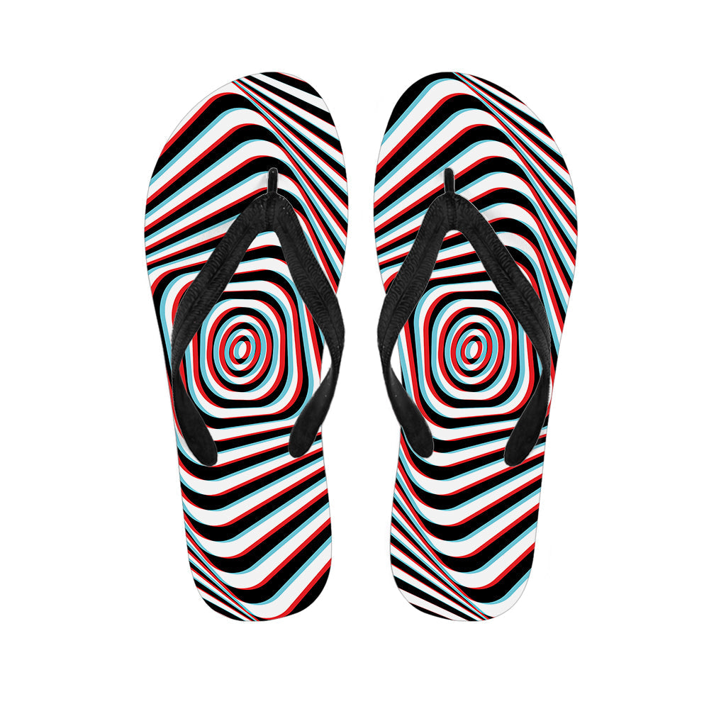 Anaglyph Hawaiian Vibes: Optical Illusion Print Flip Flops for Stylish Island Outfits - 1