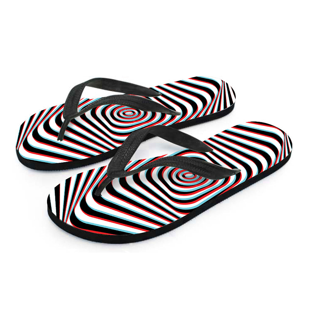 Anaglyph Hawaiian Vibes: Optical Illusion Print Flip Flops for Stylish Island Outfits - 1