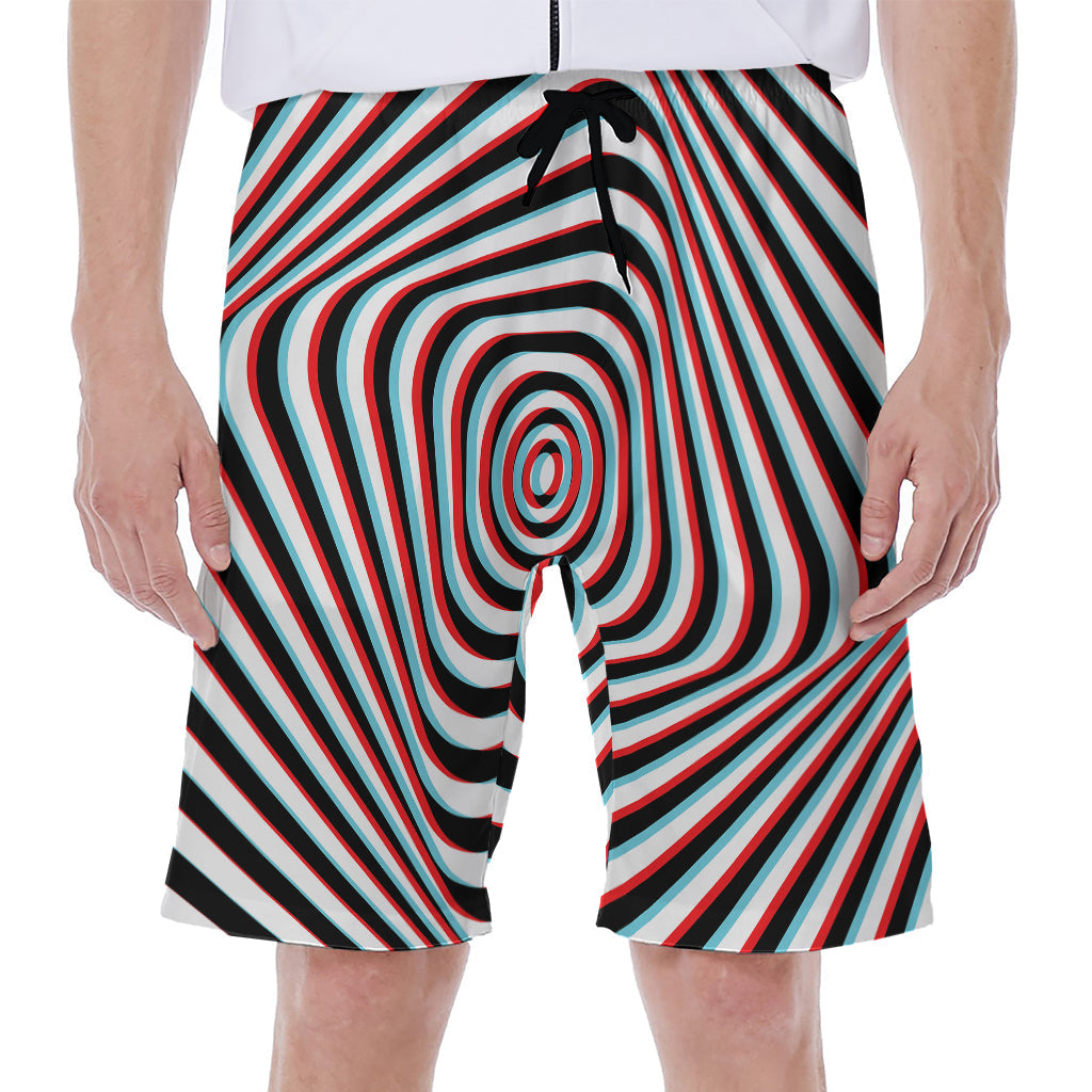 Anaglyph Optical Illusion Print Hawaiian Men's Beach Shorts - 1