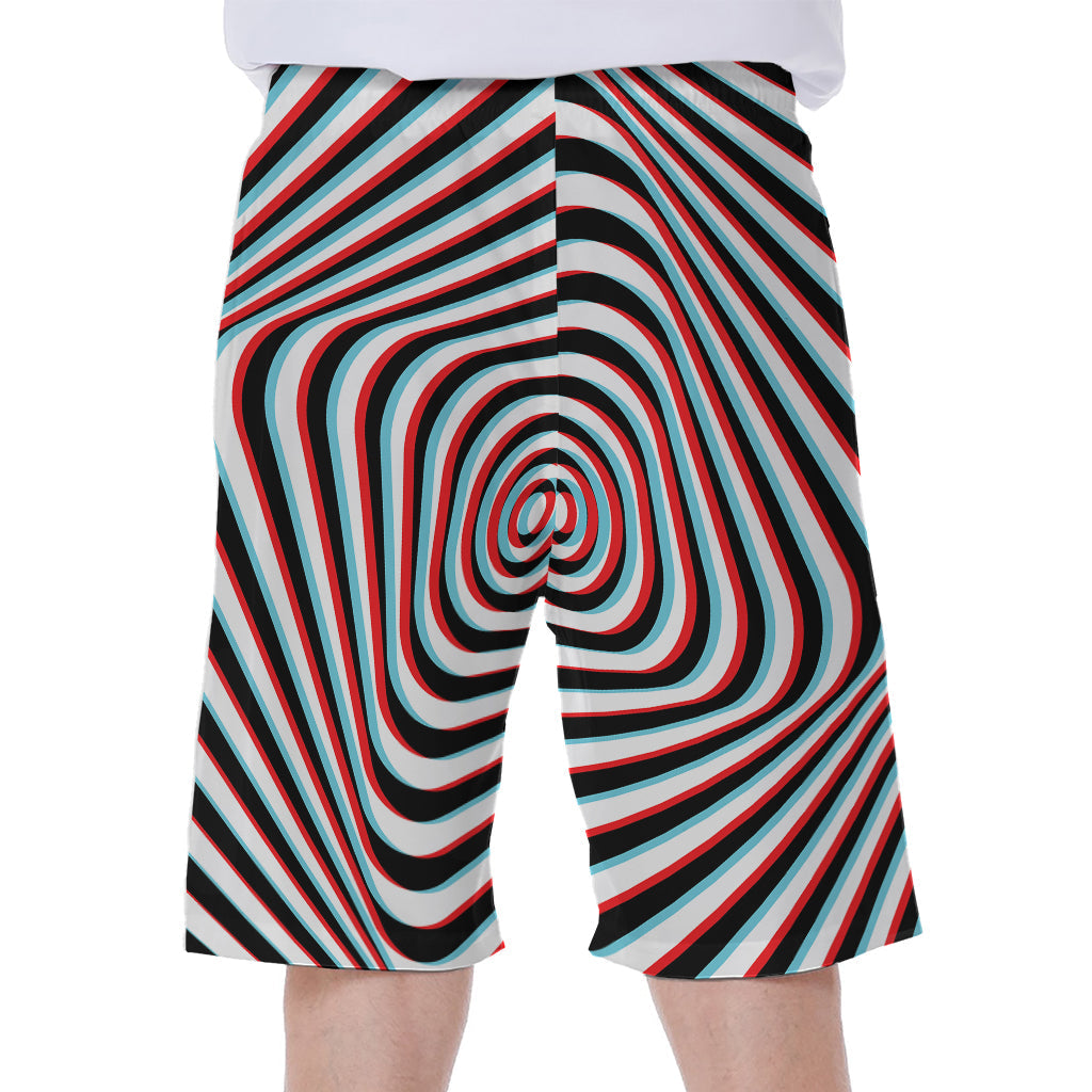 Anaglyph Optical Illusion Print Hawaiian Men's Beach Shorts - 1