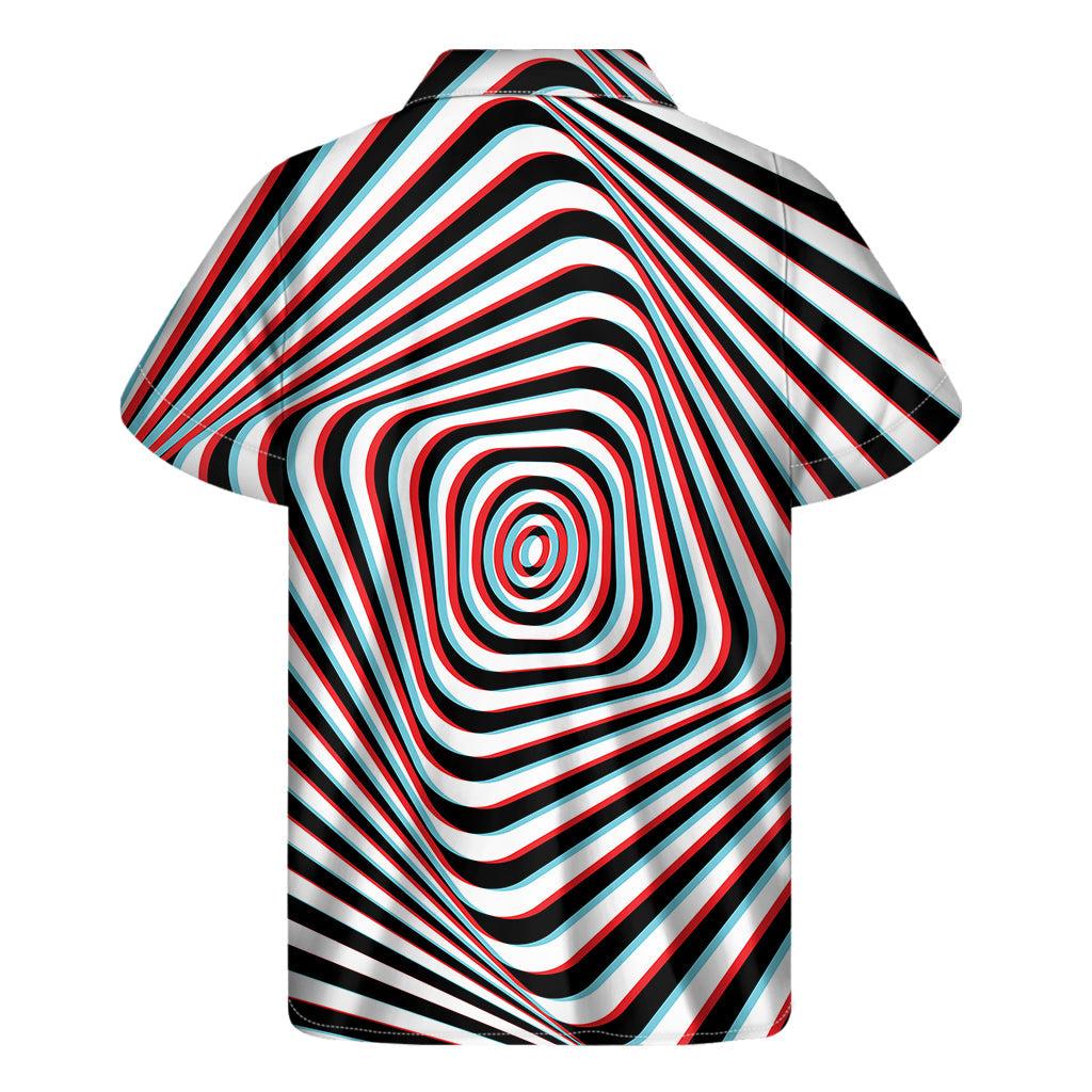 Anaglyph Optical Illusion Hawaiian Printed Short Sleeve Shirt - 1