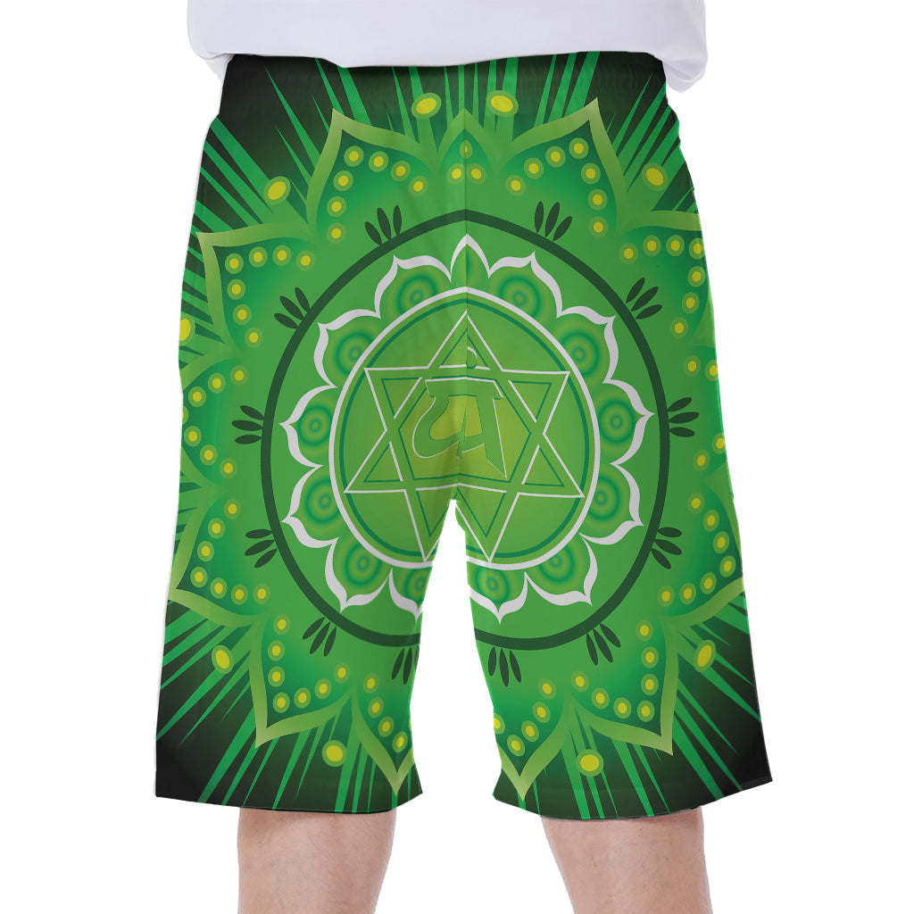 Anahata Chakra Mandala Print Hawaiian Men's Beach Shorts - 1