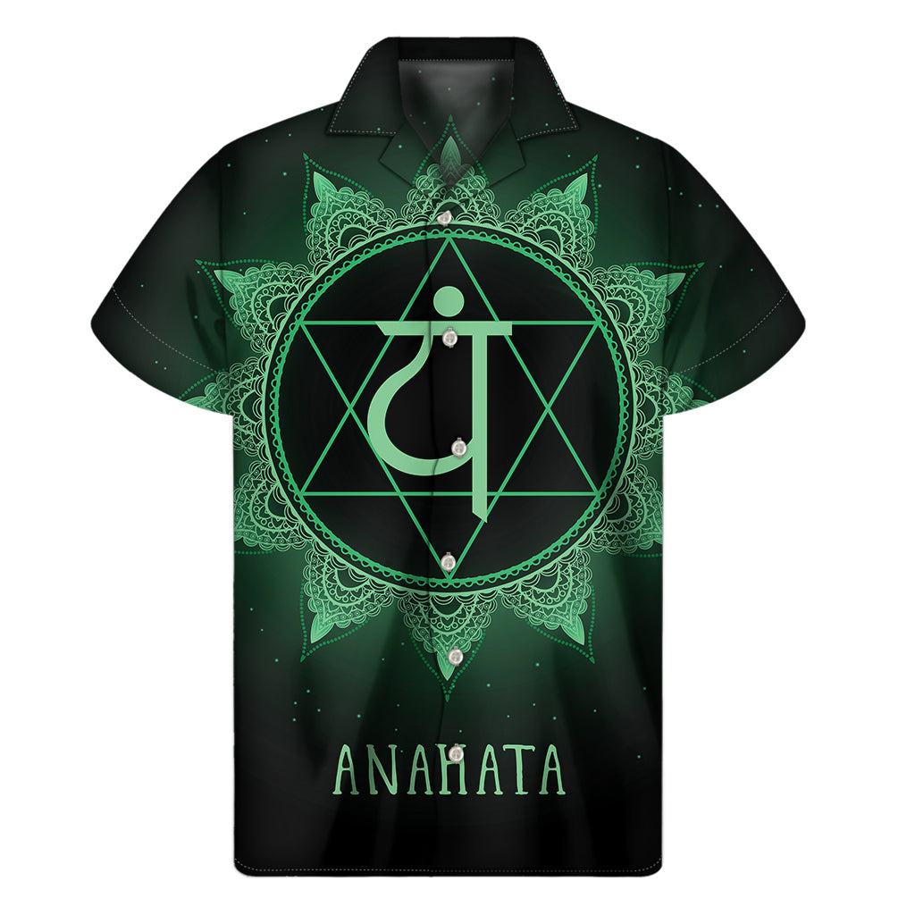 Aloha Vibes: Anahata Chakra Symbol Hawaiian Short Sleeve Shirt - 1