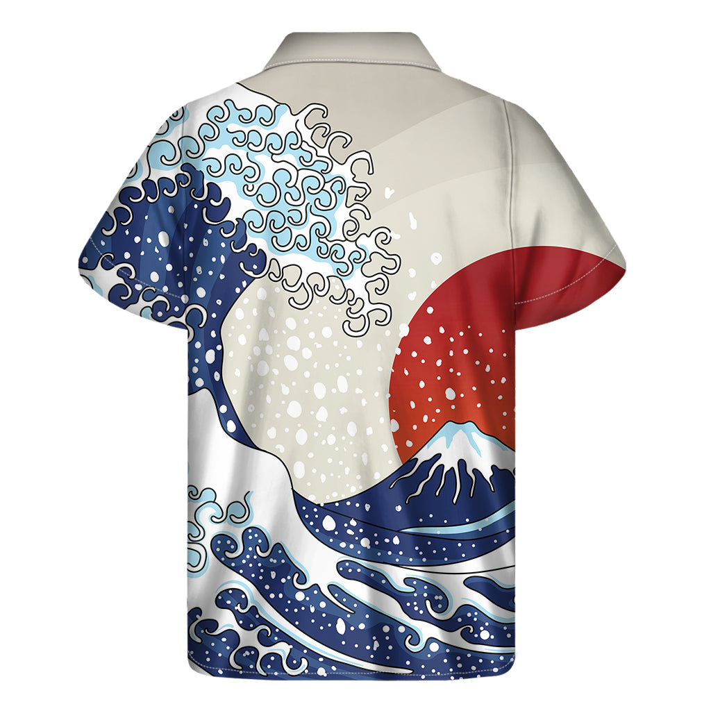 Tropical Vibes: Ancient Great Japanese Wave Print Hawaiian Short Sleeve Shirt - 2