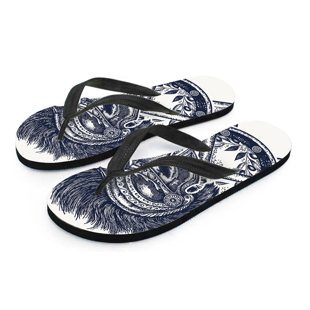 Aloha Warriors: Ancient Spartan Print Hawaiian Outfit with Flip Flops - 2