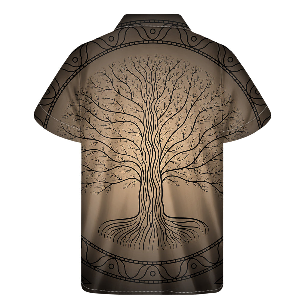 Tropical Vibes: Hawaiian Ancient Yggdrasil Tree Print Short Sleeve Shirt - 2