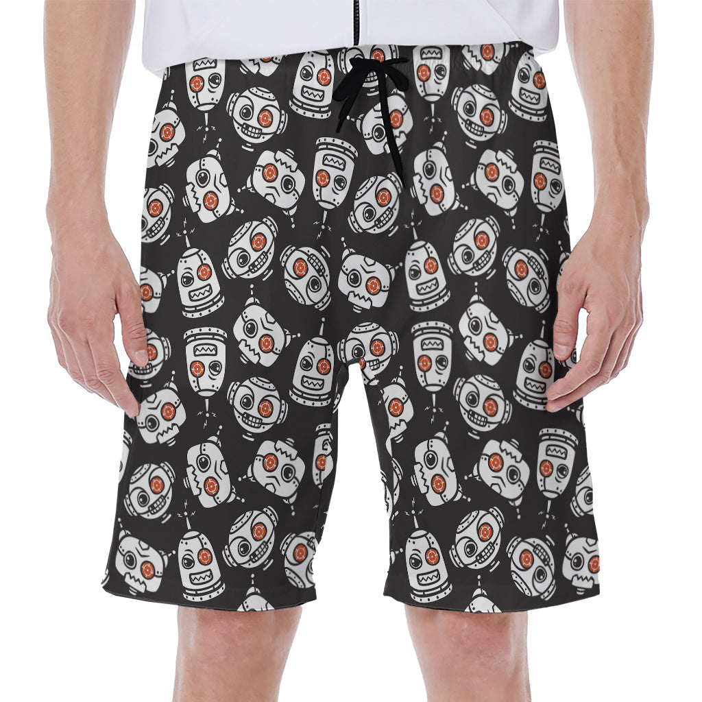 Angry Robot Pattern Print Hawaiian Men's Beach Shorts - 1