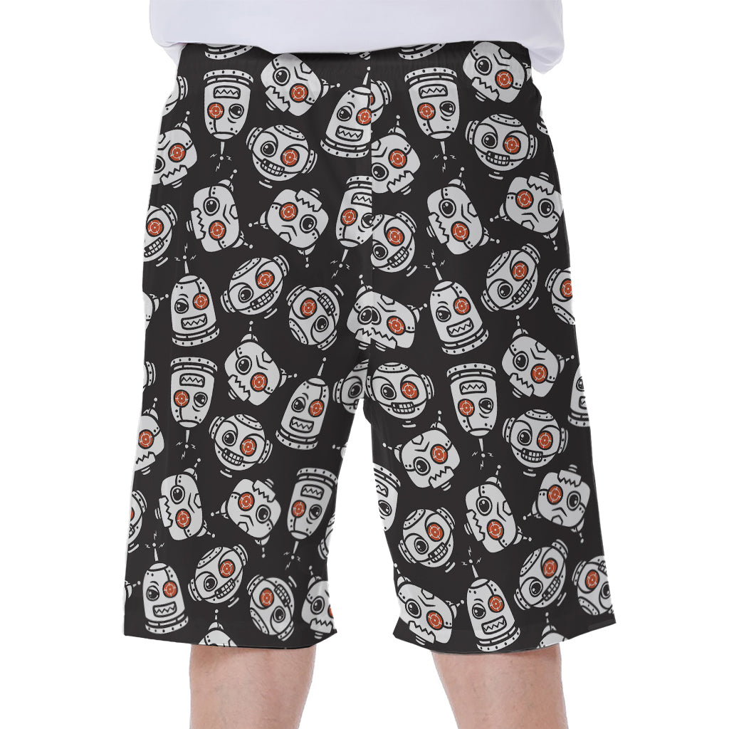 Angry Robot Pattern Print Hawaiian Men's Beach Shorts - 1