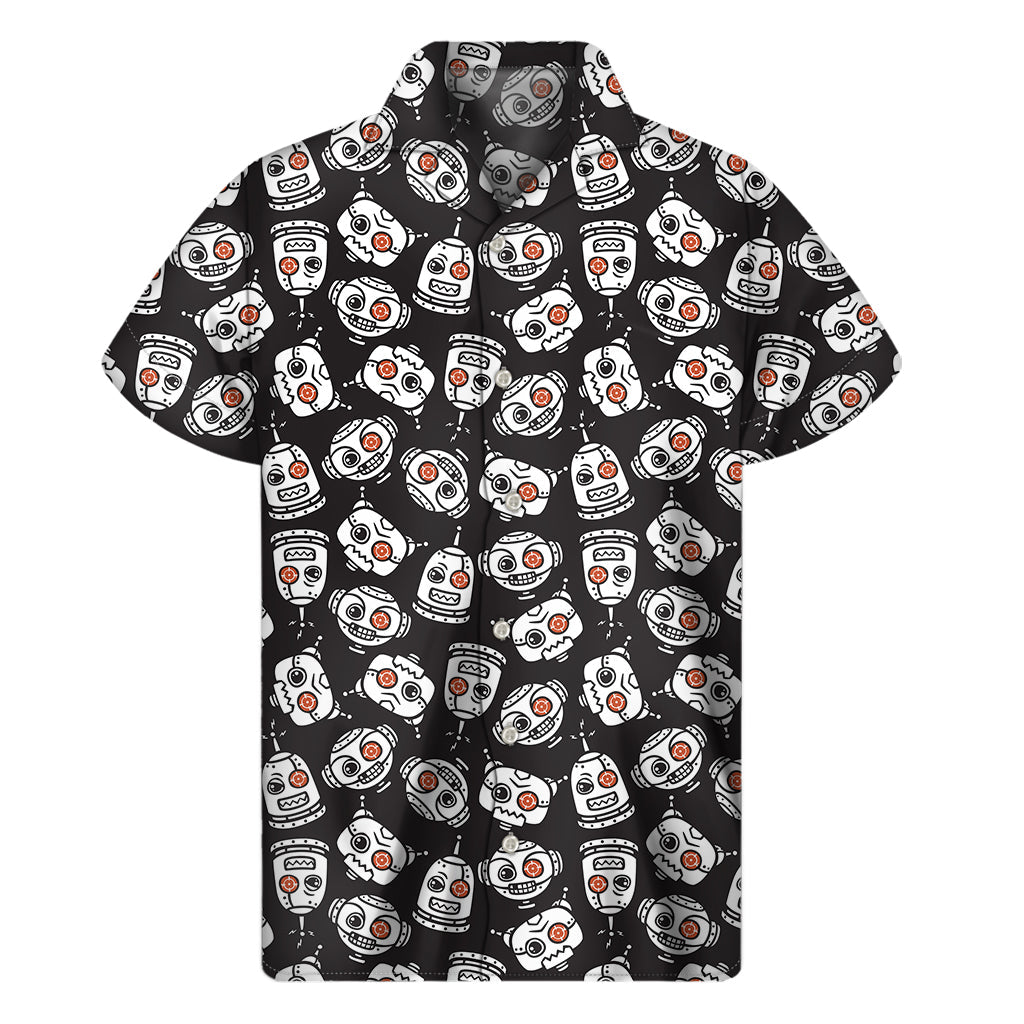 Angry Robot Aloha: Men&#39;s Hawaiian Shirt with Short Sleeves - 1