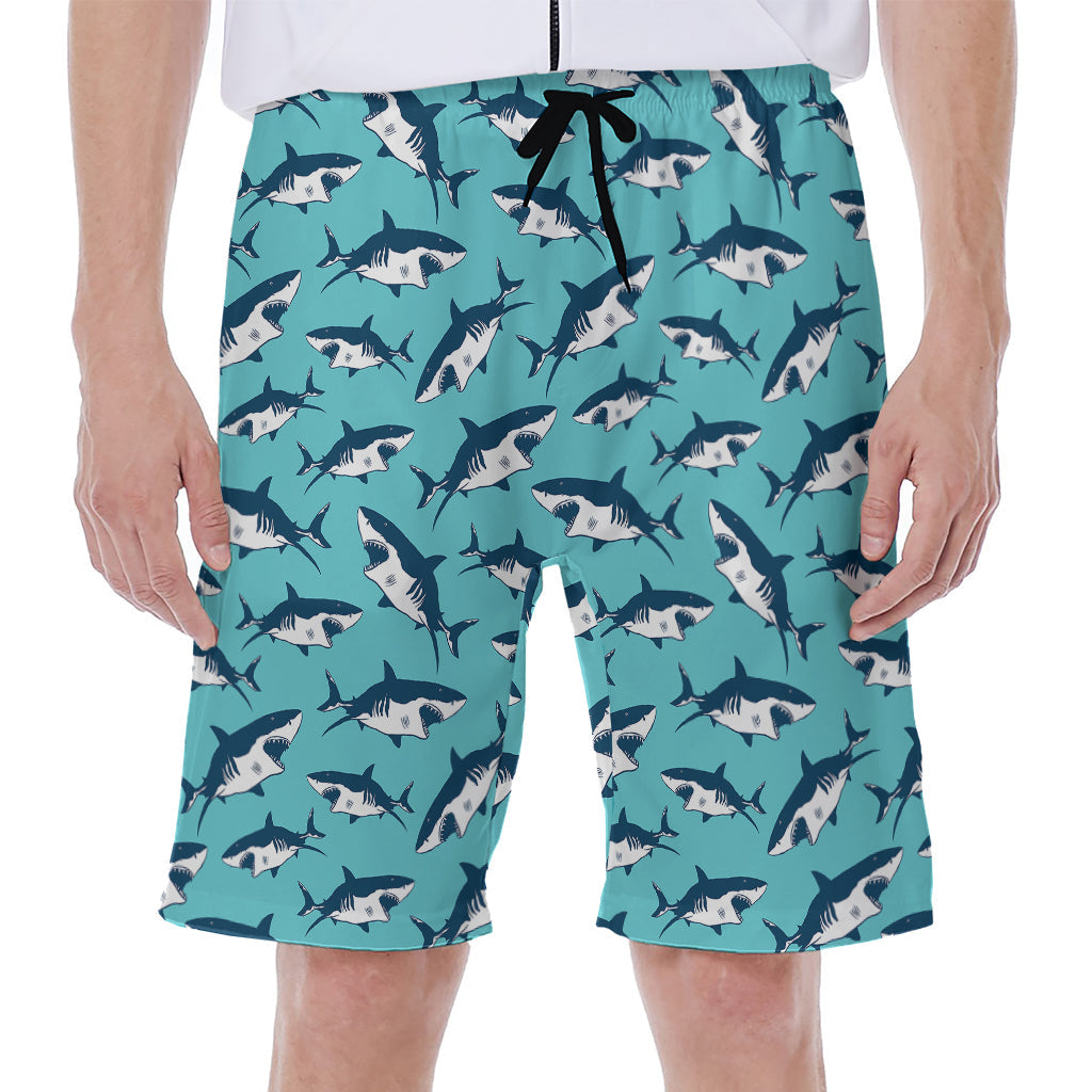 Angry Shark Hawaiian Men's Beach Shorts - 1