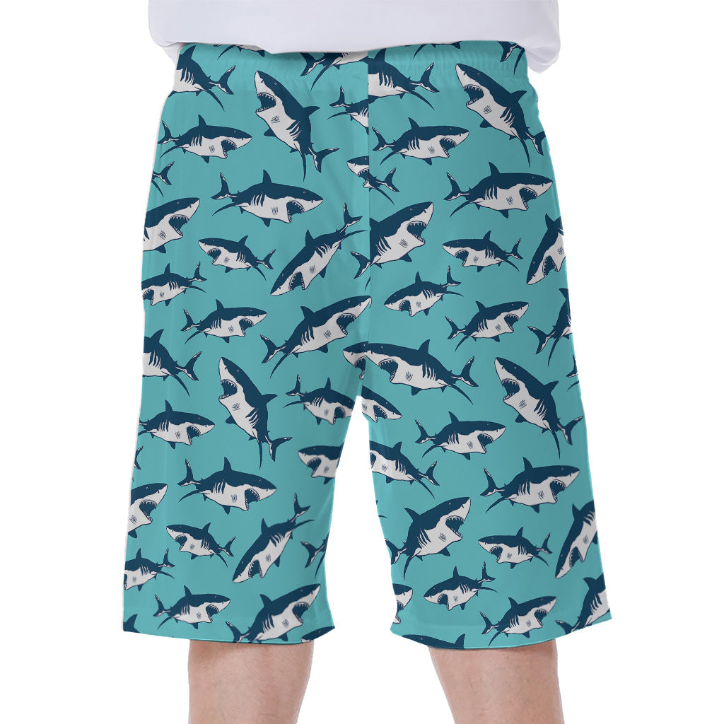 Angry Shark Hawaiian Men's Beach Shorts - 1