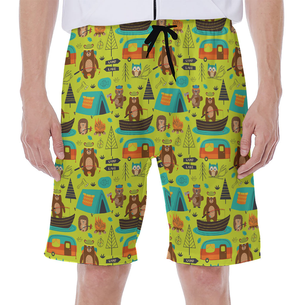 Animal Camping Pattern Print Hawaiian Men&#39;s Beach Shorts - 1