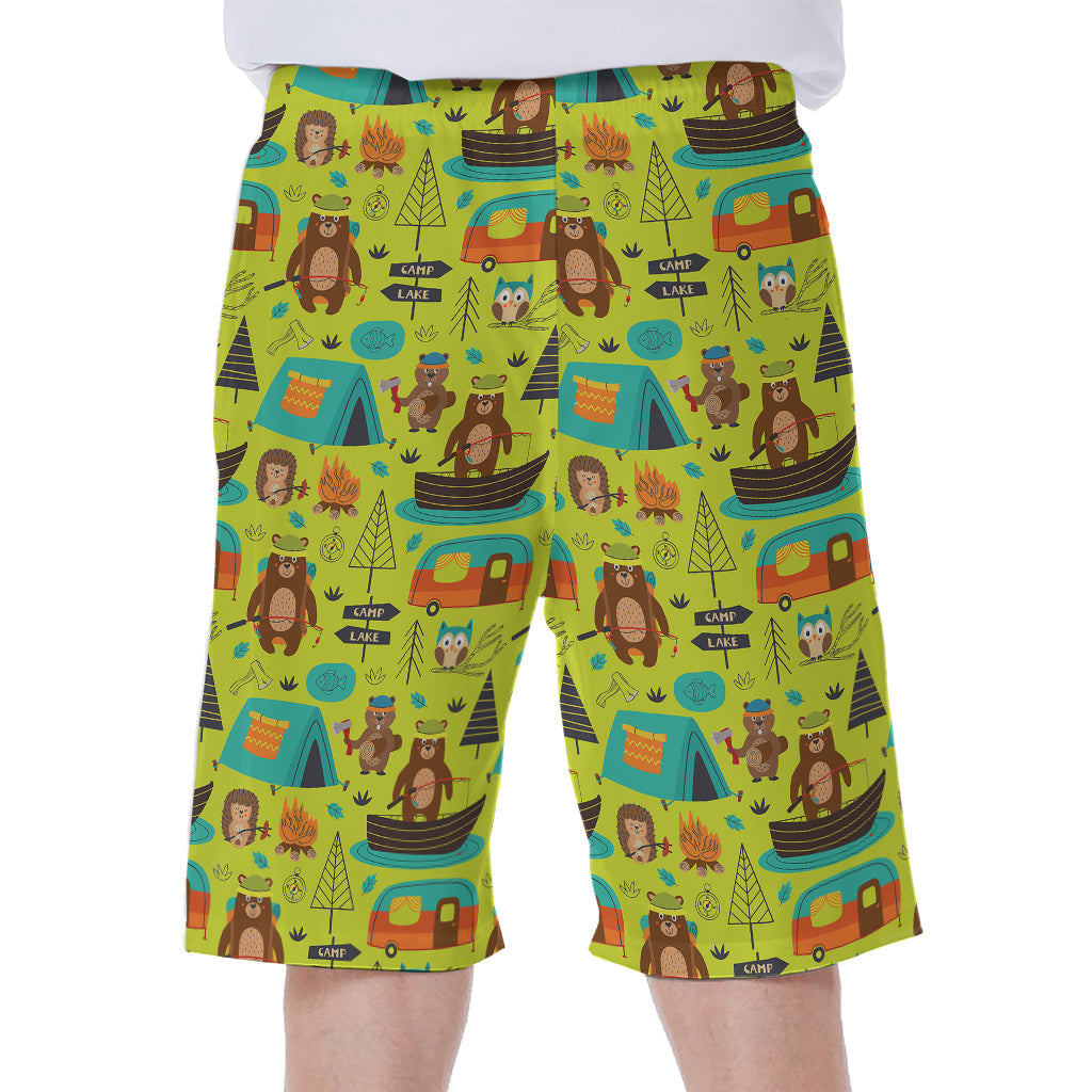 Animal Camping Pattern Print Hawaiian Men's Beach Shorts - 1