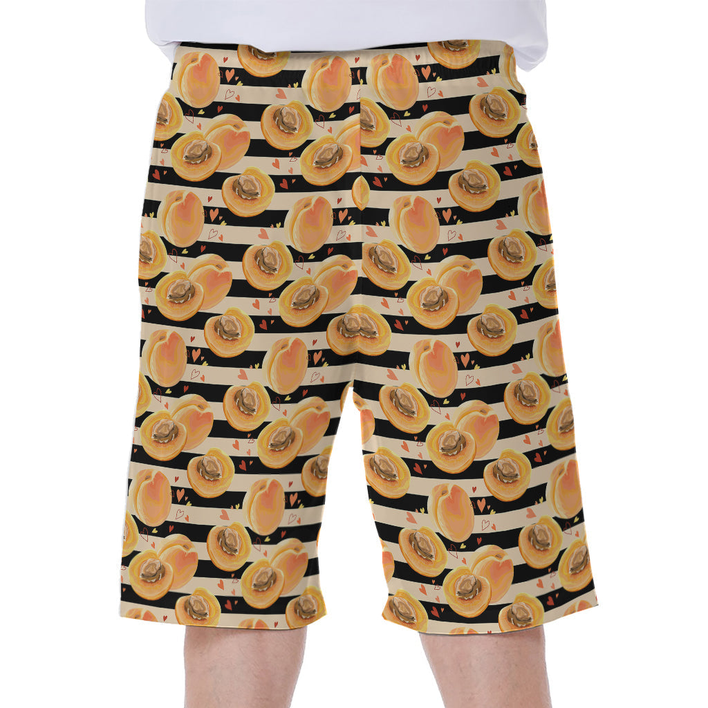 Apricot Fruit Striped Hawaiian Men's Beach Shorts - 1