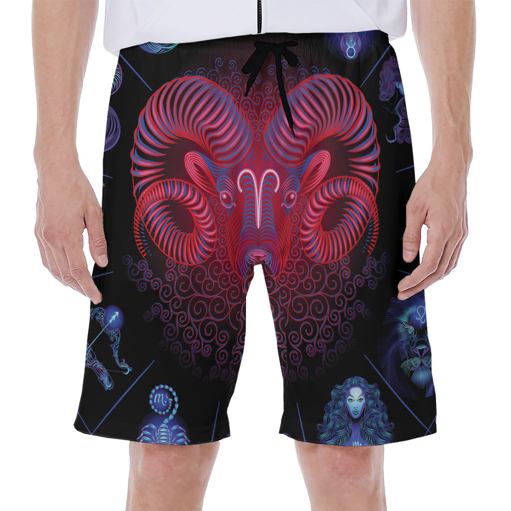 Aries Astrological Print Men's Hawaiian Beach Shorts - 1