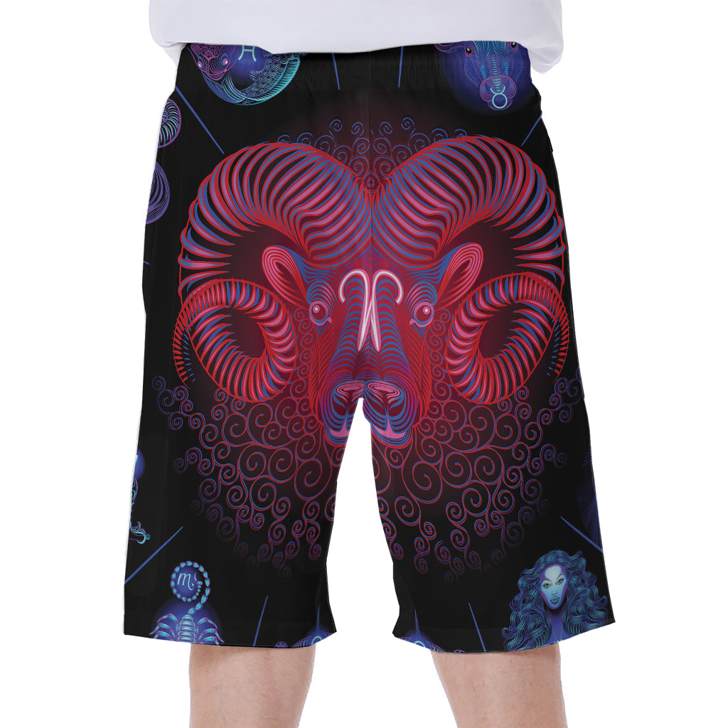 Aries Astrological Print Men's Hawaiian Beach Shorts - 1