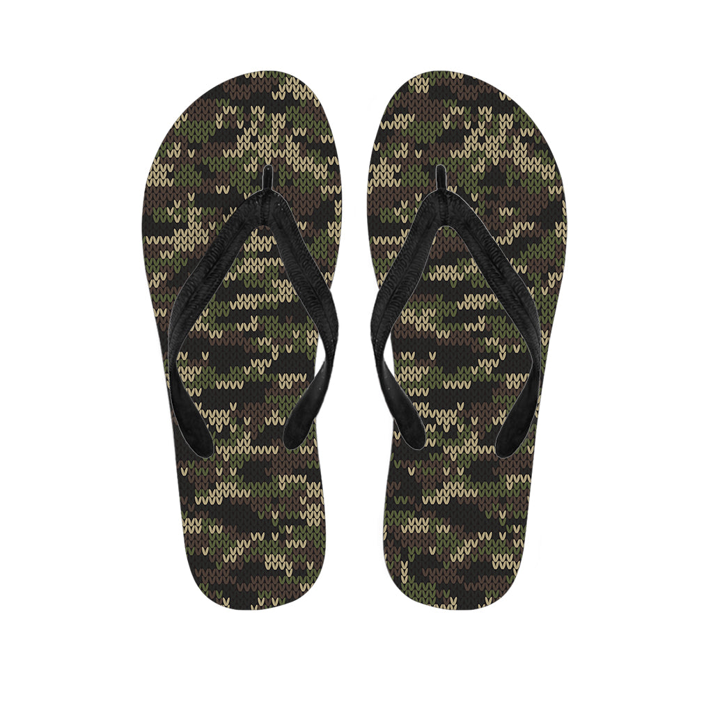 Army Camouflage Hawaiian Knitted Pattern Print Flip Flops - 1