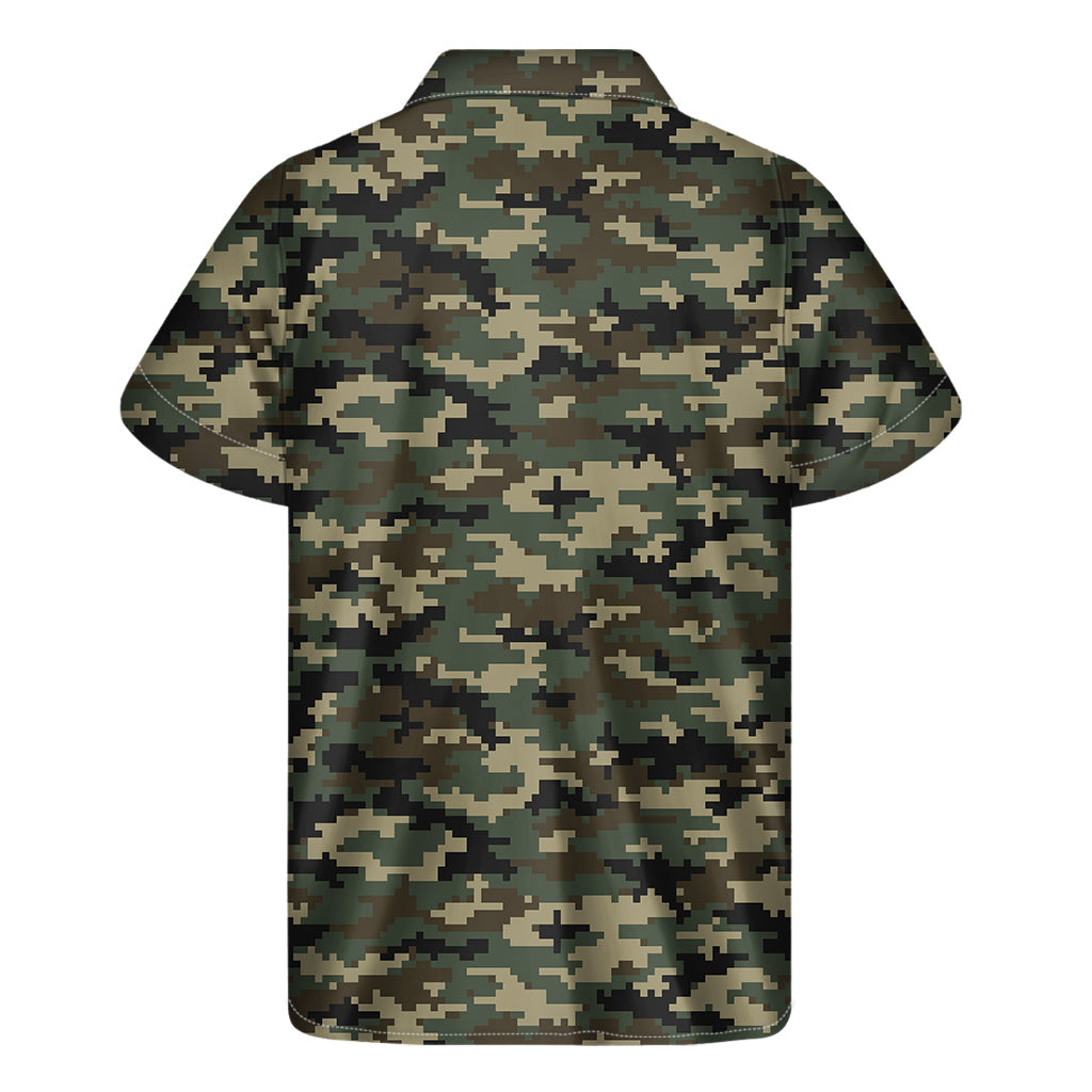 Army Green Digital Camo Hawaiian Short Sleeve Shirt - 2