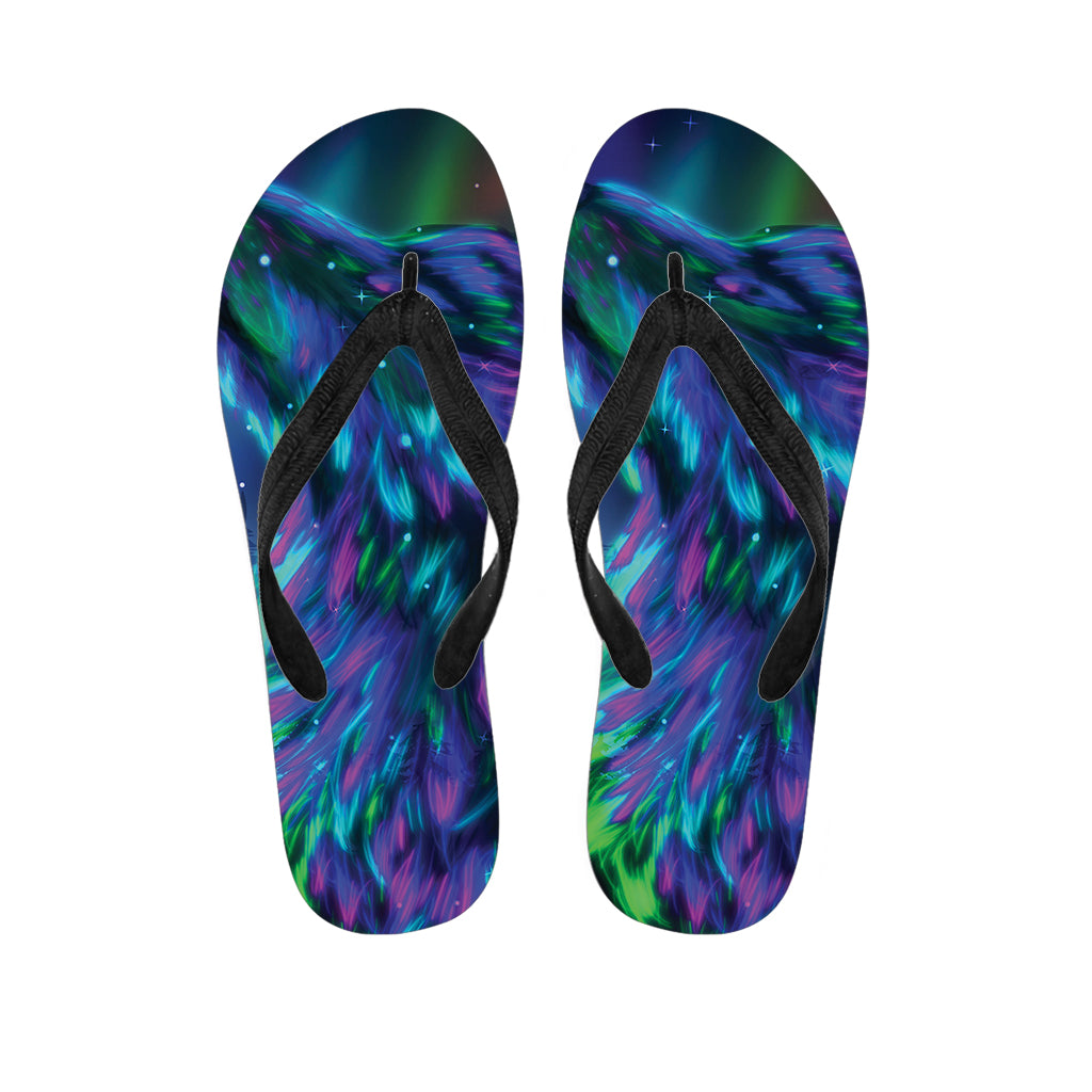 Aurora Howling Wolf Spirit Hawaiian Flip Flops - Embrace the Island Style! - 1