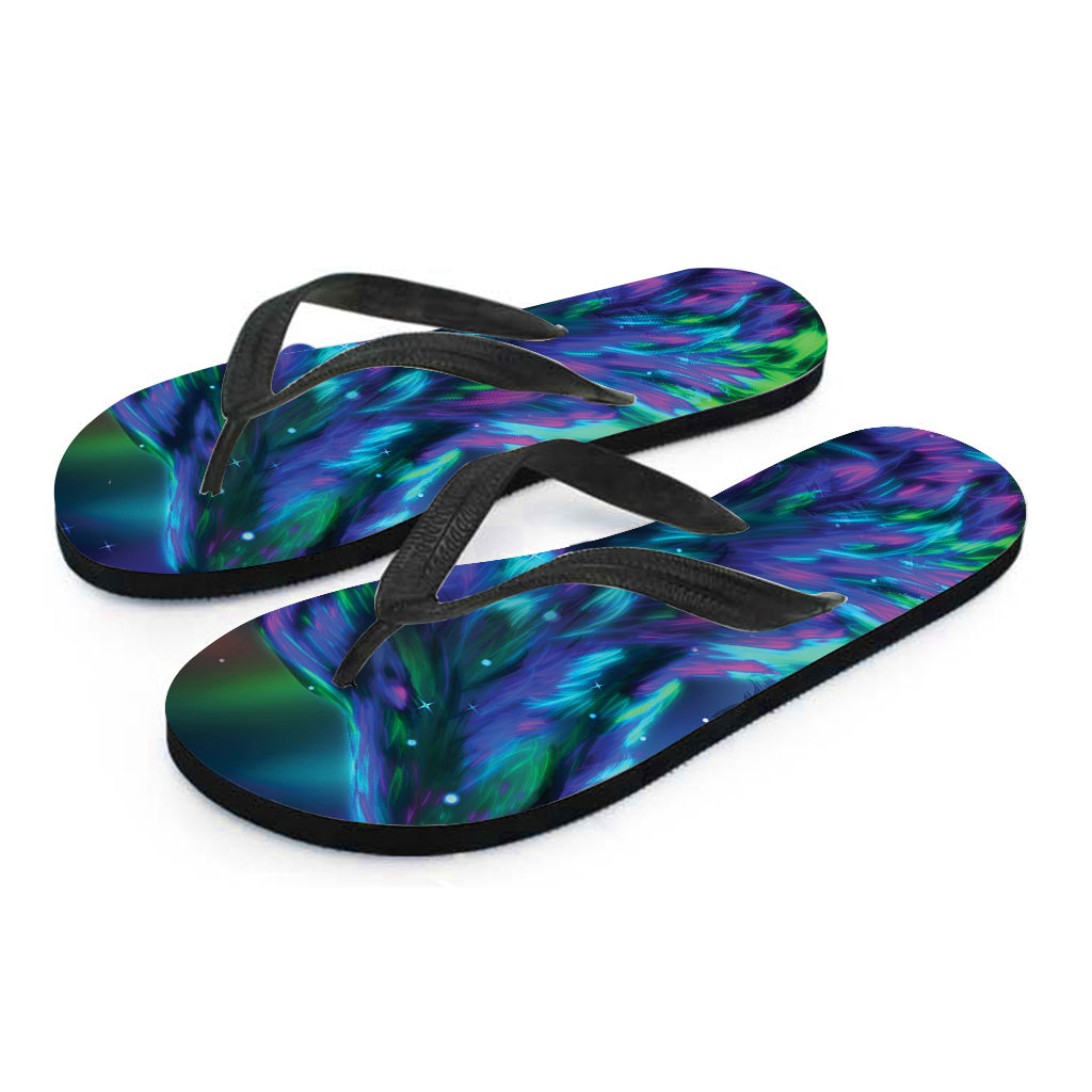 Aurora Howling Wolf Spirit Hawaiian Flip Flops - Embrace the Island Style! - 2