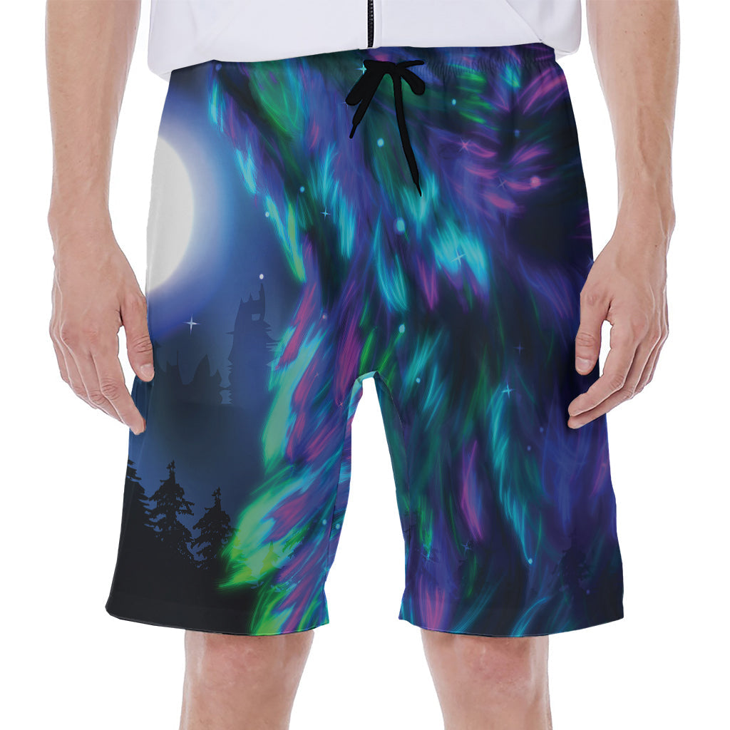 Aurora Howling Wolf Spirit Print Hawaiian Men&#39;s Beach Shorts - 1