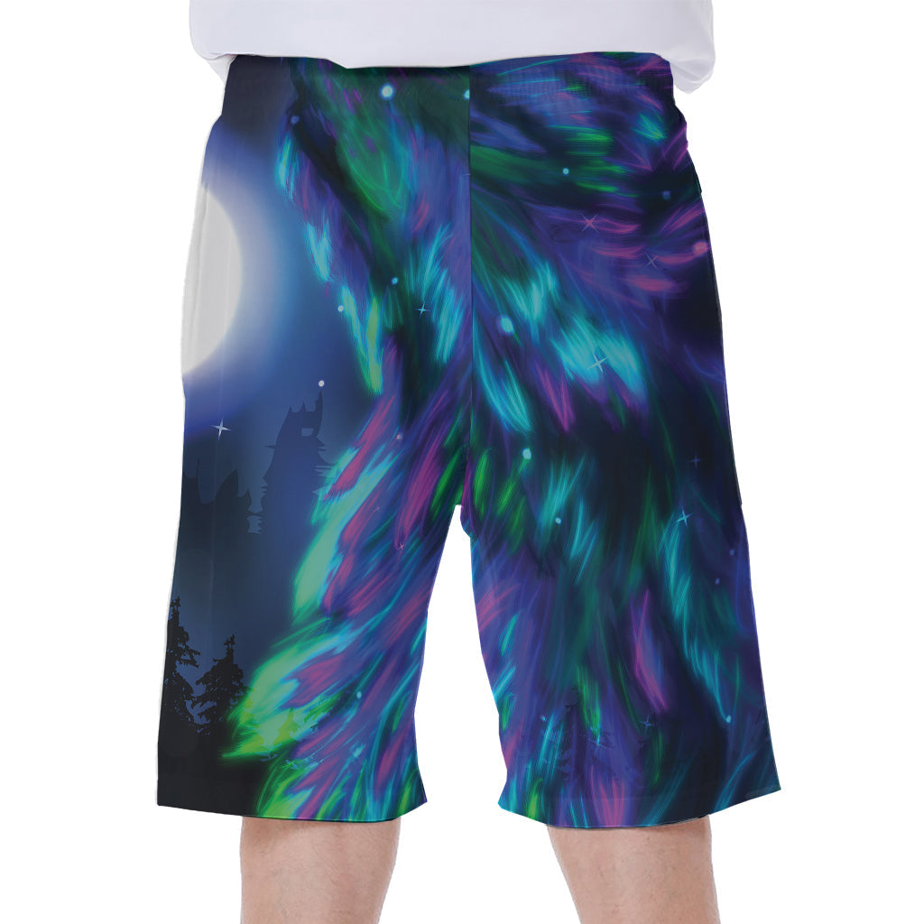 Aurora Howling Wolf Spirit Print Hawaiian Men&#39;s Beach Shorts - 2