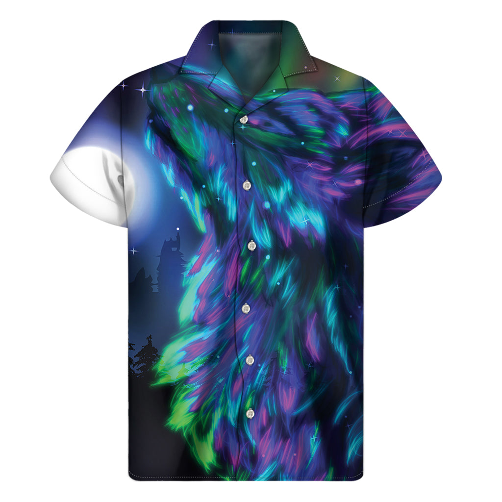 Aurora Howling Wolf Spirit Hawaiian Short Sleeve Shirt - 1