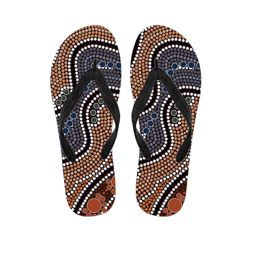 Authentic Hawaiian Style: River Aboriginal Dot Print Flip Flops - 1