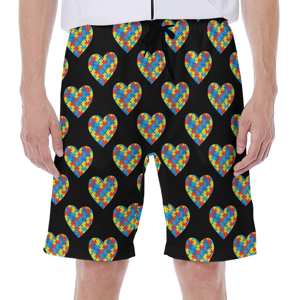 Autism Awareness Heart Pattern Hawaiian Men's Beach Shorts - 1