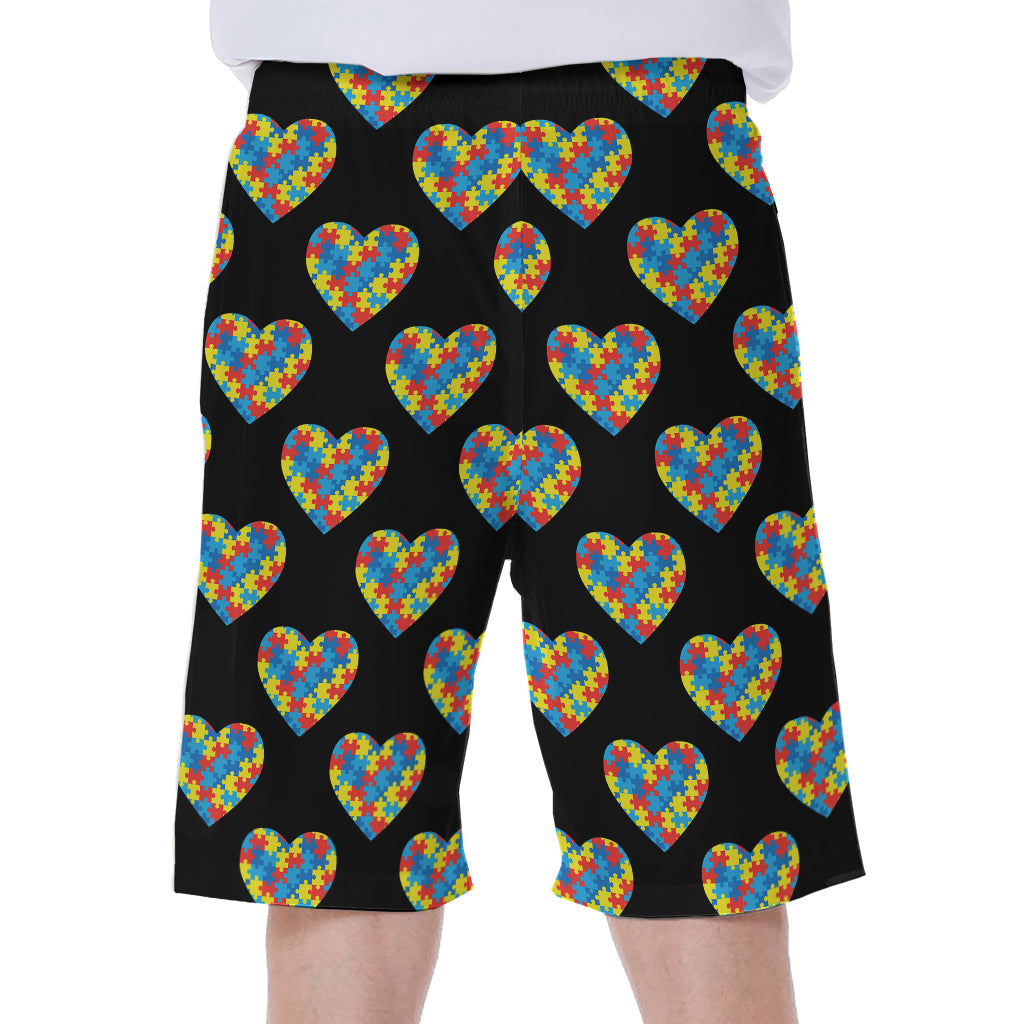 Autism Awareness Heart Pattern Hawaiian Men's Beach Shorts - 1