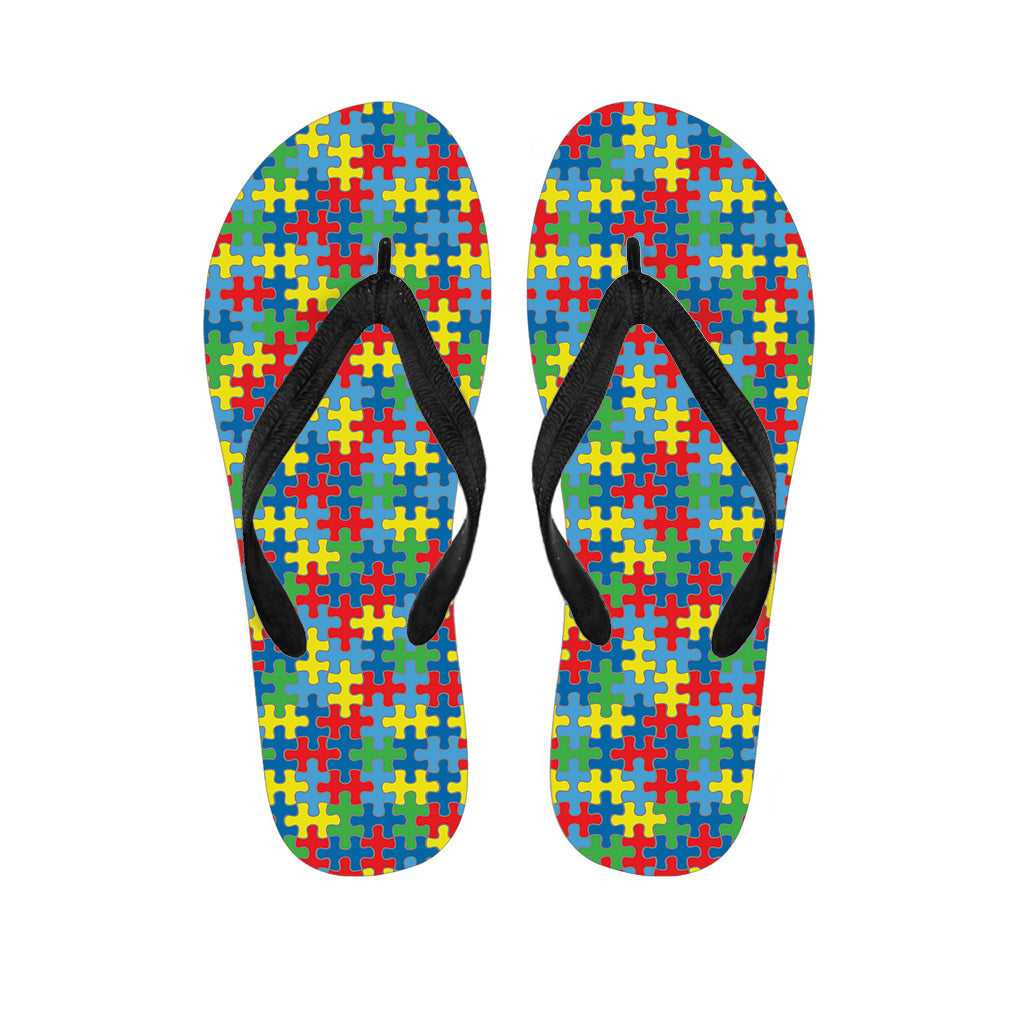 Autism Awareness Hawaiian Flip Flops: Jigsaw Print for a Cause - 1