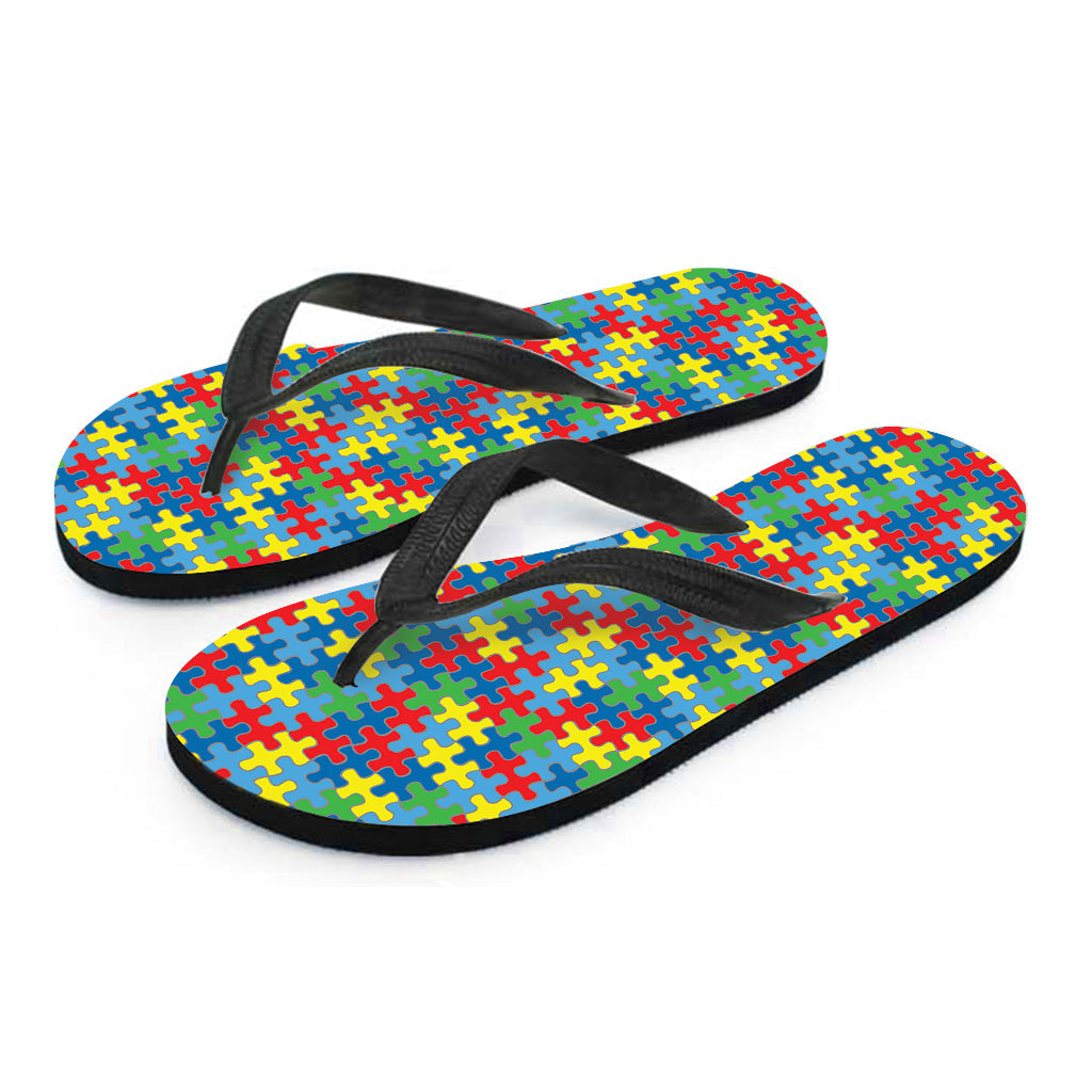 Autism Awareness Hawaiian Flip Flops: Jigsaw Print for a Cause - 1