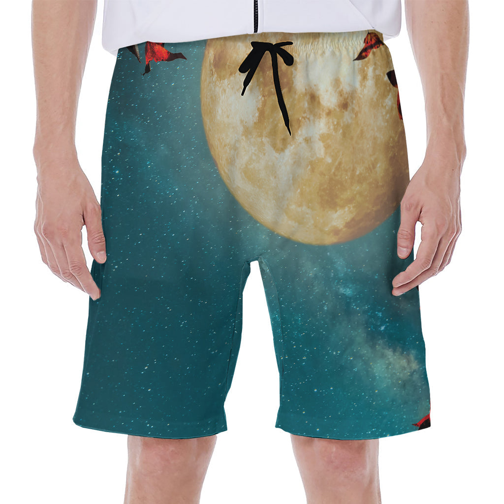 Autumn Full Moon Hawaiian Men&#39;s Beach Shorts: Embrace the Island Vibes - 1