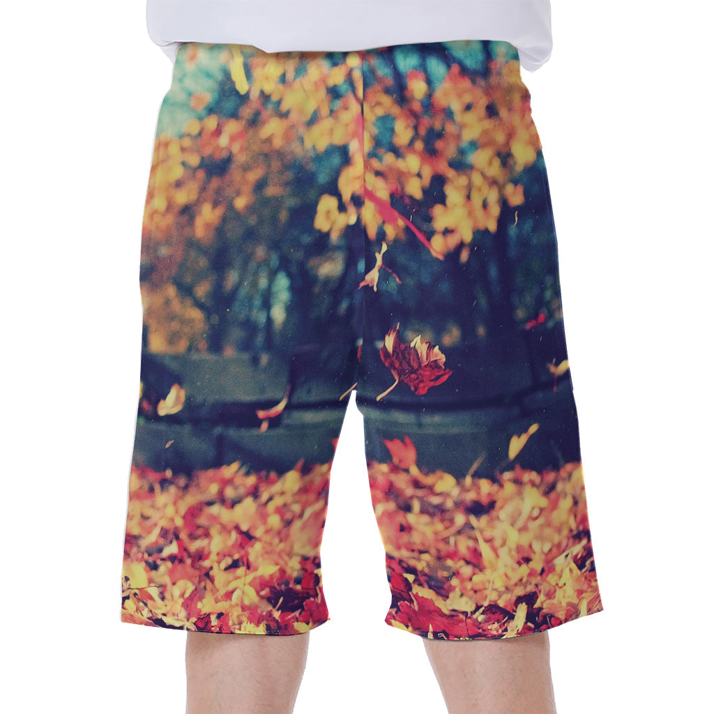 Autumn Leaves Print Hawaiian Men&#39;s Beach Shorts for a Tropical Vibe - 2