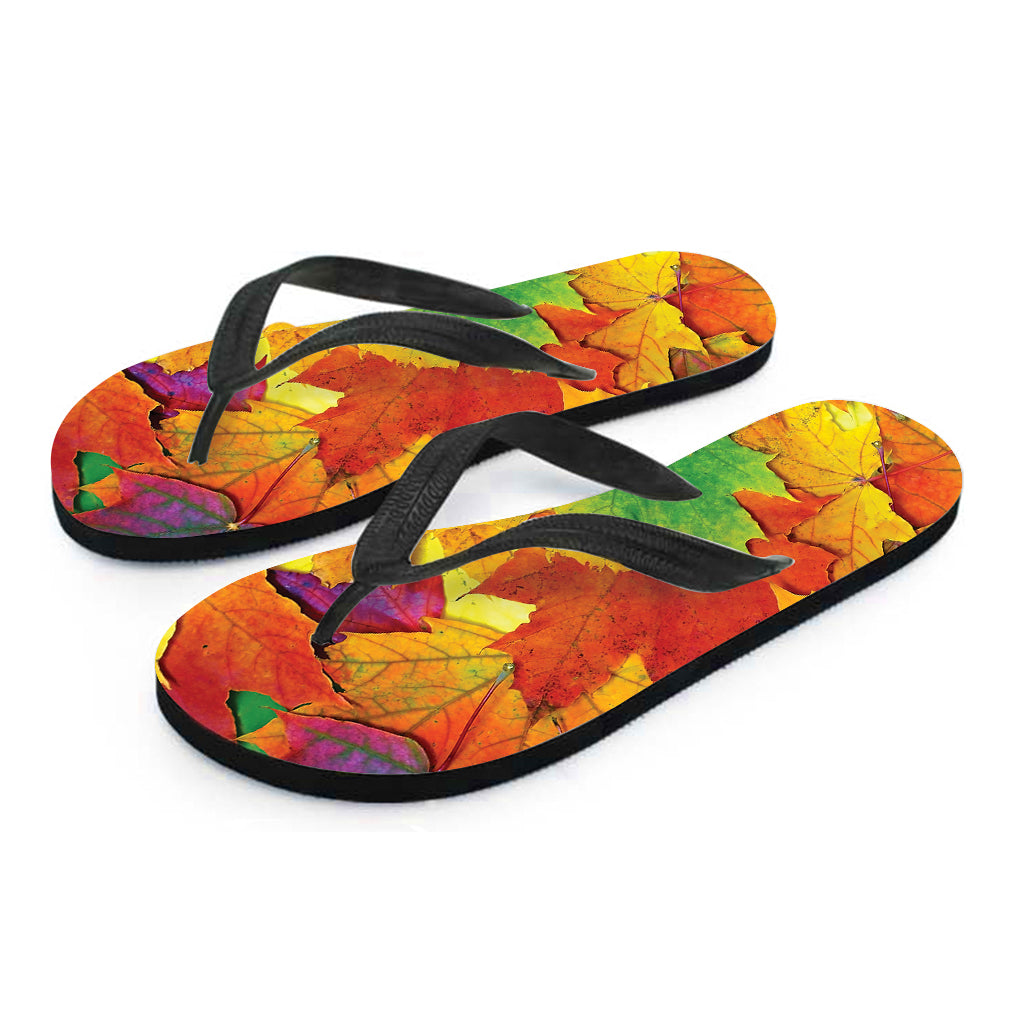 Autumn Maple Leaves Hawaiian Outfit with Tropical Flip Flops - 2