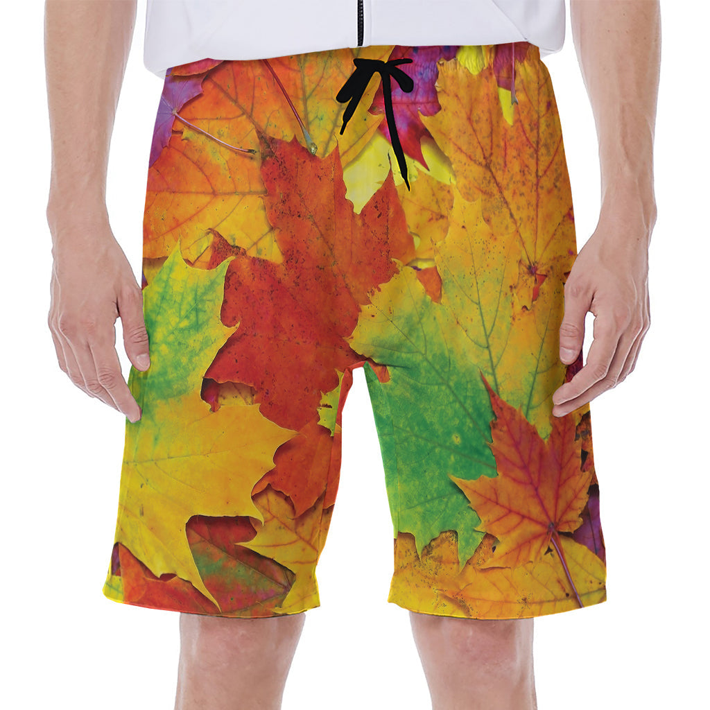 Autumn Maple Leaves Print Hawaiian Men&#39;s Beach Shorts - 1