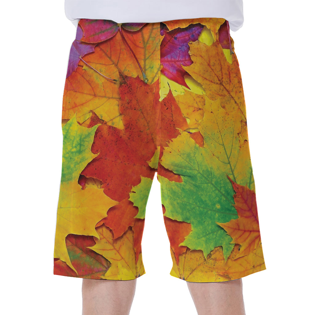 Autumn Maple Leaves Print Hawaiian Men&#39;s Beach Shorts - 2