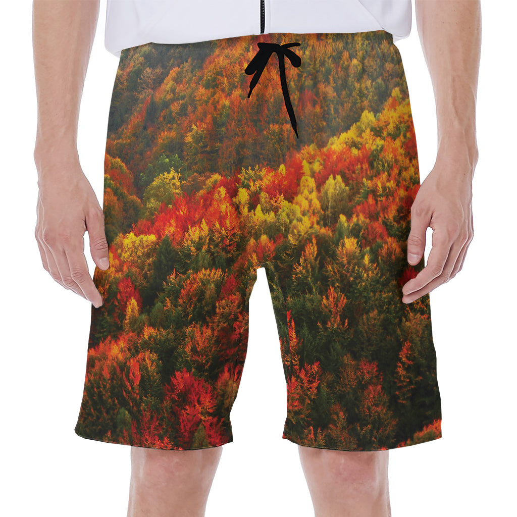 Autumn Mountain Print Hawaiian Men's Beach Shorts - 1