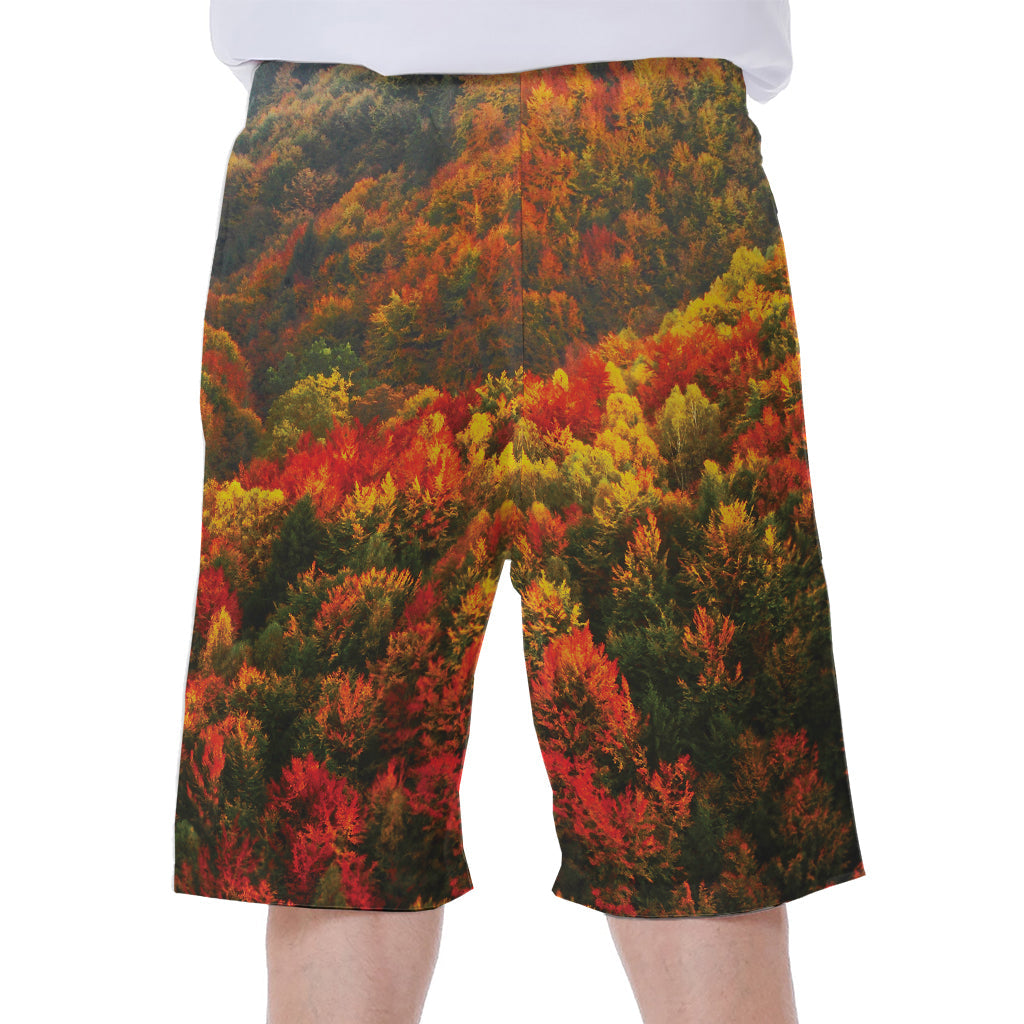 Autumn Mountain Print Hawaiian Men's Beach Shorts - 1