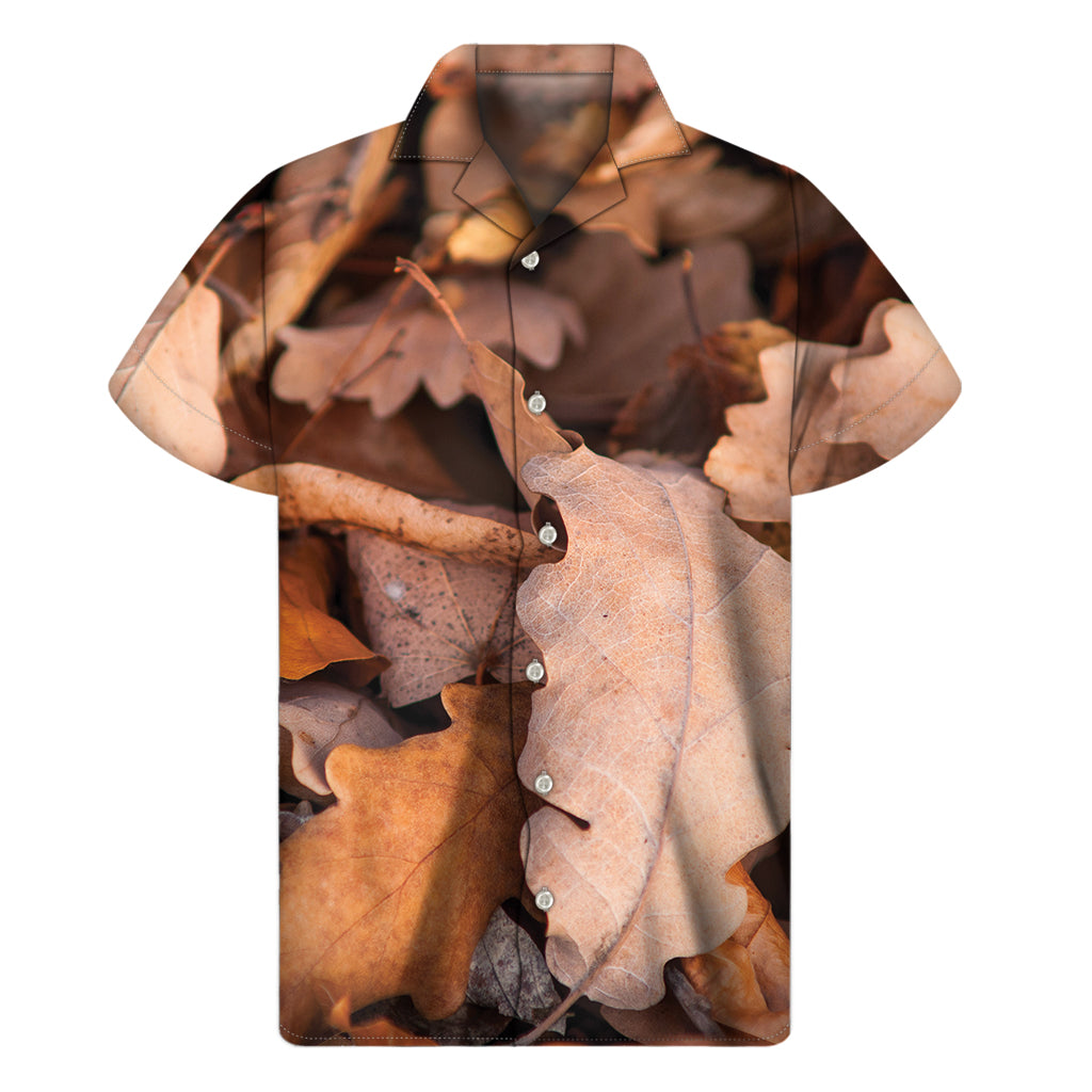 Autumn Oak Leaf Hawaiian Print Short Sleeve Shirt - 1